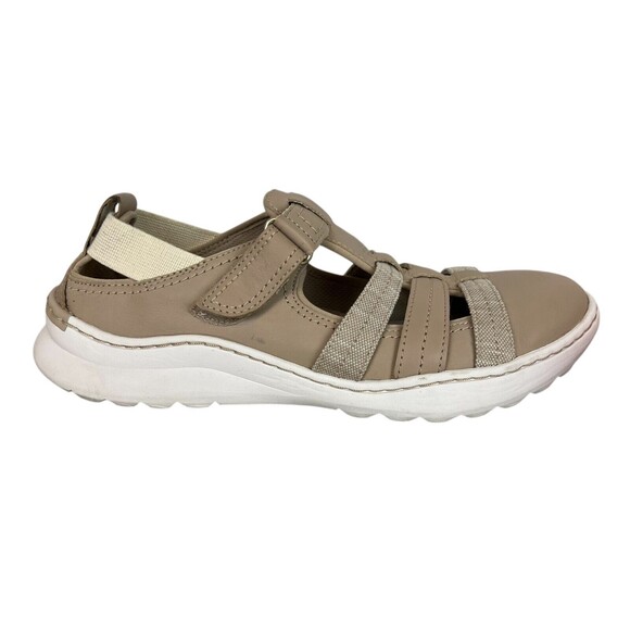 Clarks Collection Teagan Step Sneakers Women's 10 Sand Leather Fisherman Sandals - Picture 2 of 11